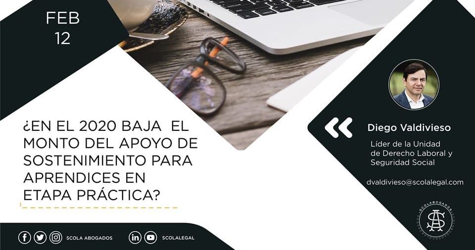 ¿En el 2020 baja el monto del apoyo de sostenimiento para aprendices en etapa de práctica?